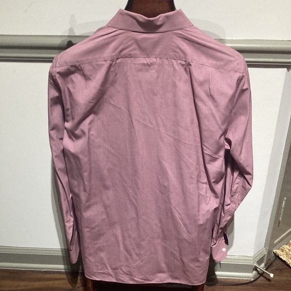 J Crew Thompson large 16/16 1/2 80s two ply cotton burgundy/white dress shirt. - Picture 3 of 5